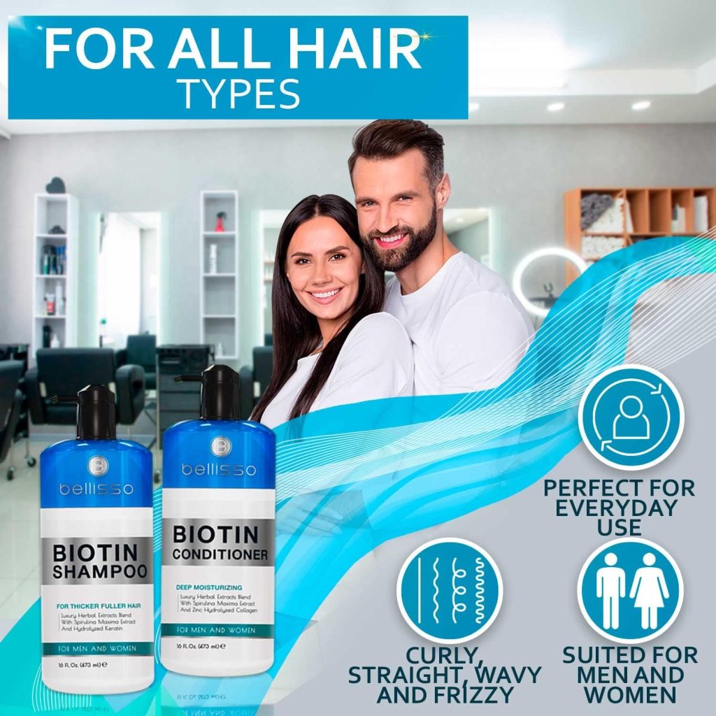 Biotin Shampoo and Conditioner Set - Sulfate and Paraben Free Treatment for Men and Women - Hair Thickening Volumizing Products to Help Boost Thinning Hair with Added Keratin