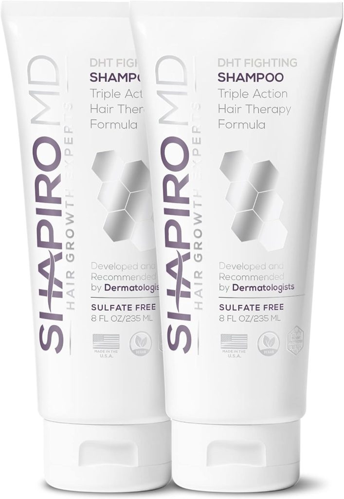 Hair Loss Shampoo | DHT Fighting Vegan Formula for Thinning Hair Developed by Dermatologists | Experience Healthier, Fuller and Thicker Looking Hair - Shapiro MD | 2-Month Supply