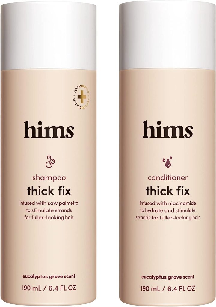 hims Thick Fix Shampoo and Conditioner Set for Men- Thickening, Moisturizing, Reduces Shedding- Color Safe Hair Loss Shampoo and Conditioner- 2 pack, 6.4oz