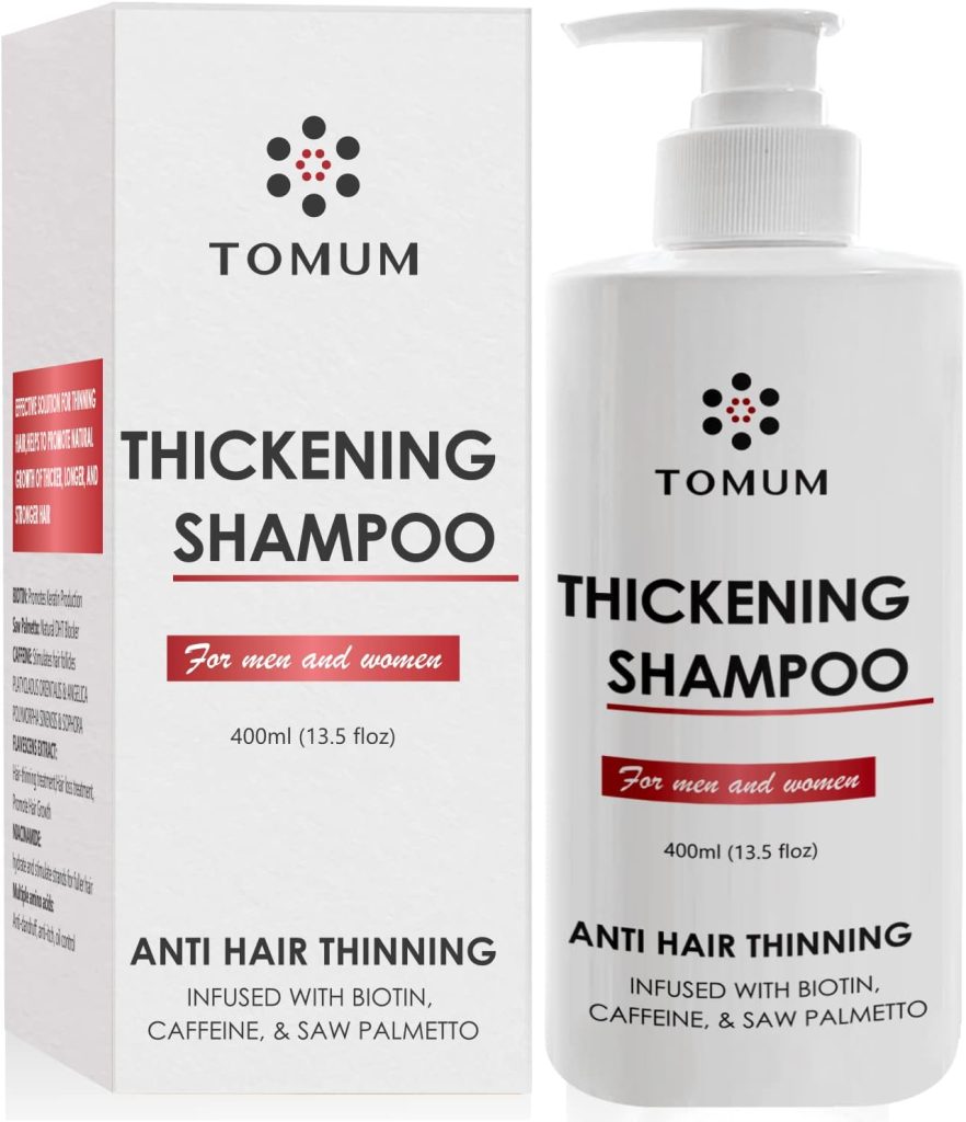 TOMUM Biotin Hair Growth Shampoo for Men and Women - Treatment for Thinning Hair and Hair Loss - Biotin ,Caffeine  Saw Palmetto Enriched Formula for Hair Thickening and Hair Regrowth - DHT Blocker Thickening Shampoo for Fuller, Healthier Hair 13.5 Fl Oz
