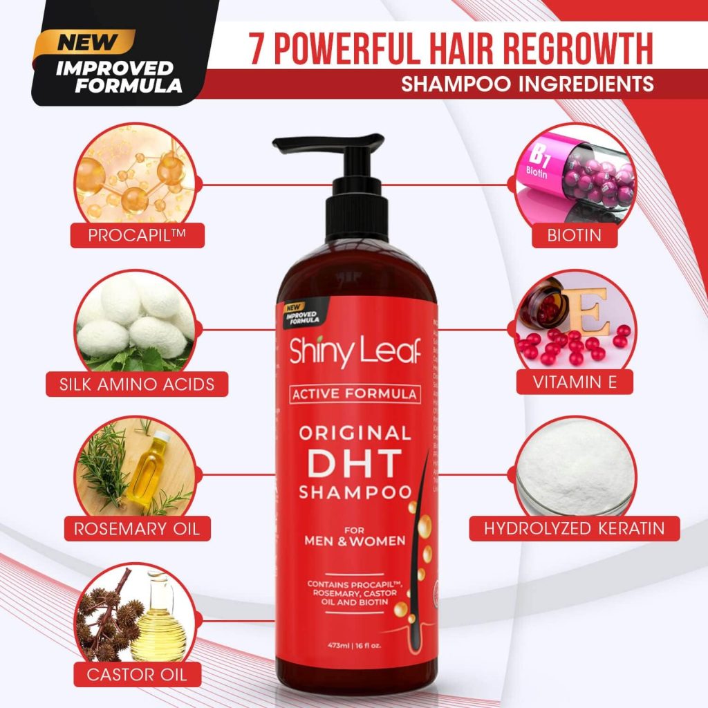DHT Blocker Anti-Hair Loss Shampoo With Biotin, for Men  Women, Sulfate Free, Natural DHT Blocking Shampoo for Hair Growth, For Thinning Hair, Hair Fall and Hair Loss Prevention, Active Formula (16 Oz)