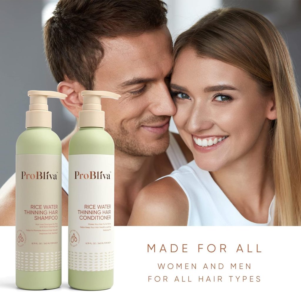 ProBliva Rice Water Shampoo and Conditioner Set for Hair Growth, Packed with Biotin, Caffeine, Reticulata Extract, Vitamin E, Hyaluronic Acid, Rosemary Oil, Daily Routine Shampoo For Thickening / Thinning Hair and Hair Loss, For Women ProBliva Rice Water Shampoo and Conditioner Set for Hair Growth, Packed with Biotin, Caffeine, Reticulata Extract, Vitamin E, Hyaluronic Acid, Rosemary Oil, Daily Routine Shampoo For Thickening / Thinning Hair and Hair Loss, For Women